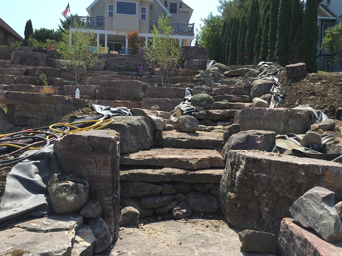 Rocks in Place for new Waterfall