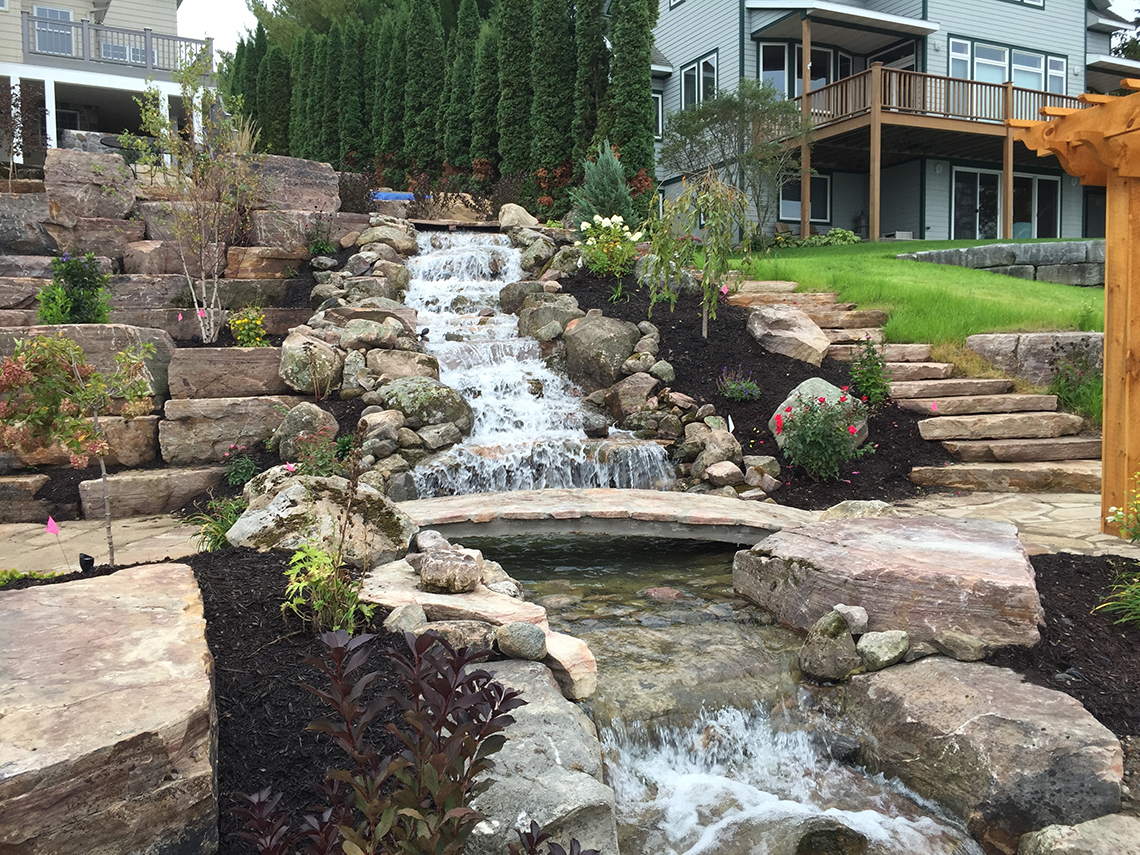 Beautifully Landscaped and Built Waterfall