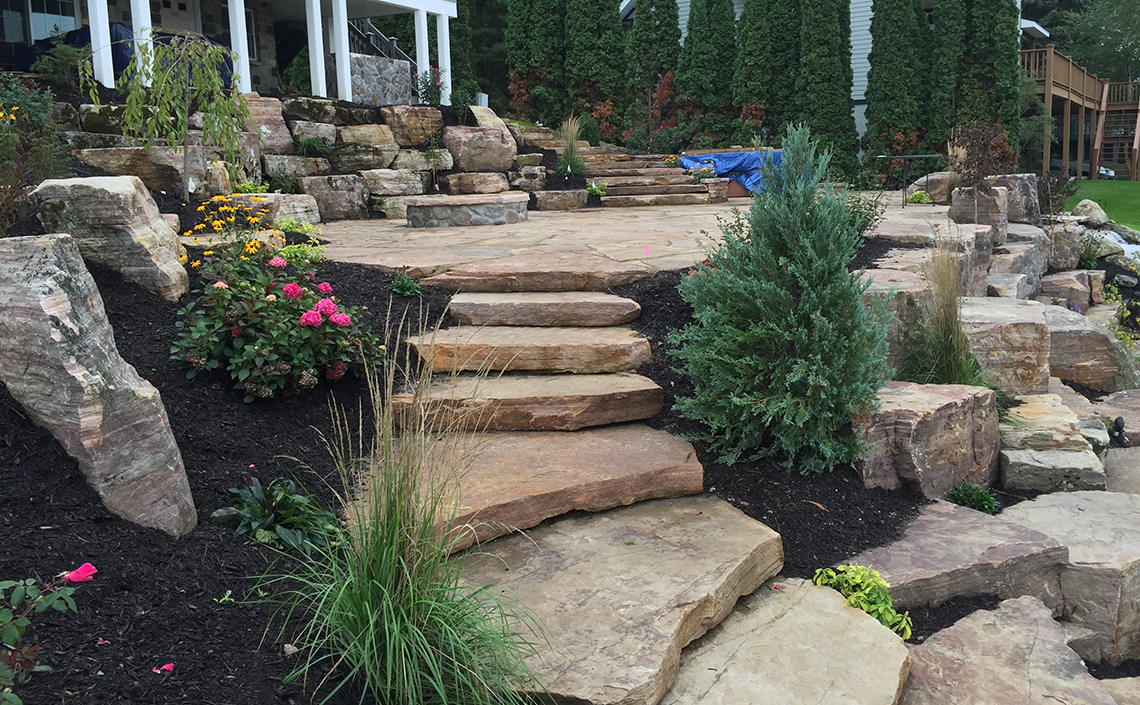 Stone Stairs Through Landscaping