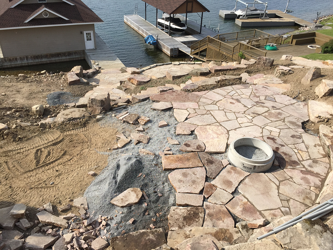 Stone Work Nearly Complete - Lounge Chairs Set to Watch River Traffic