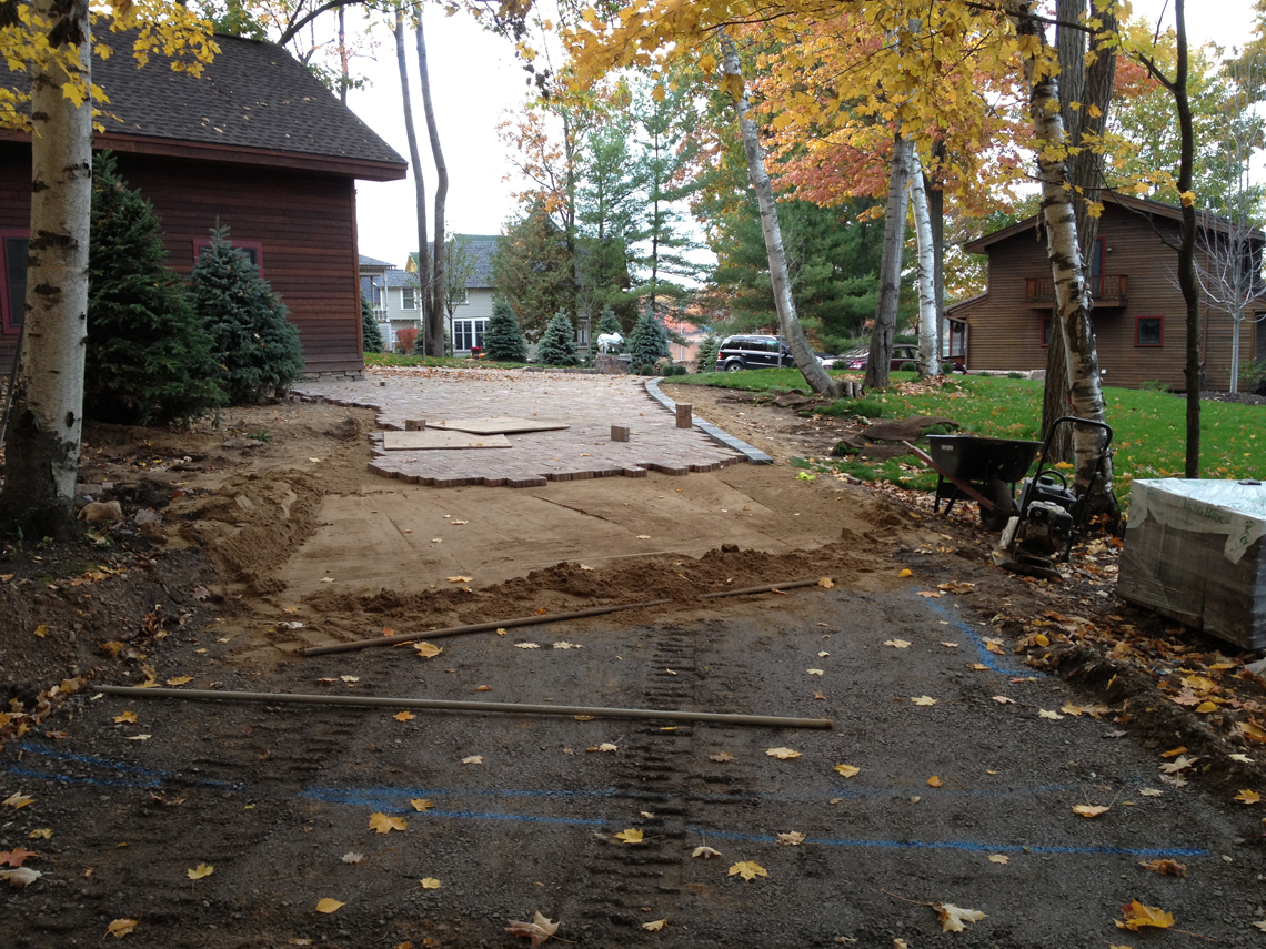 Paver work begins on the driveway