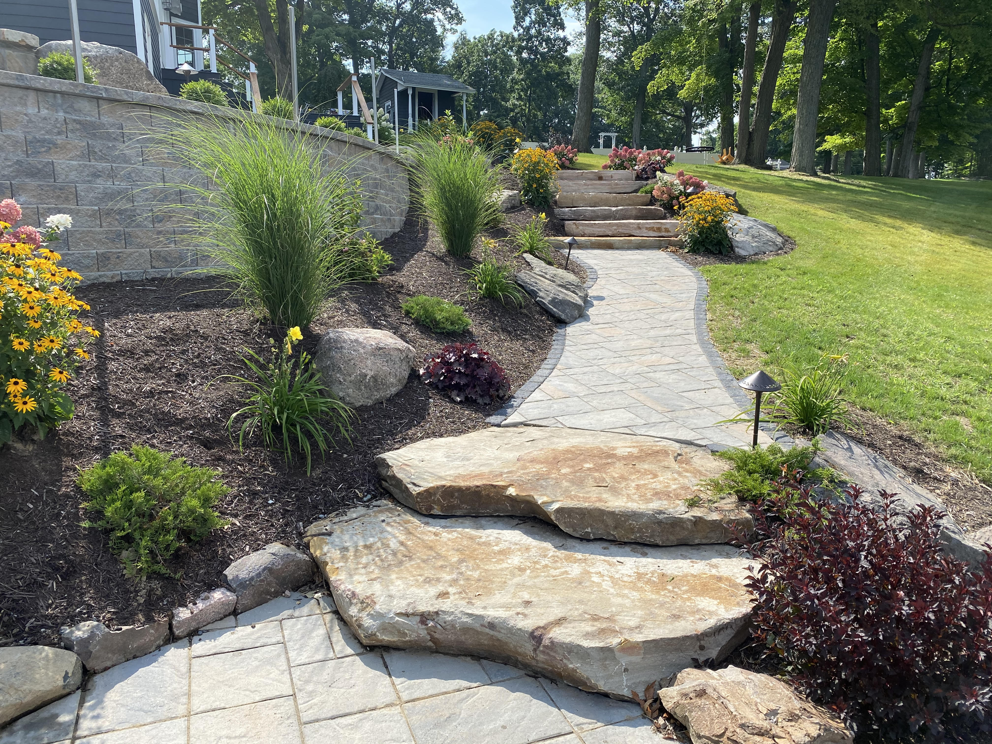 Sandstone Stairs Paver Walkway with Plantings