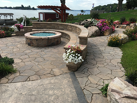 Paver Patio, Walkway, Sitting Wall, and Gas Firepit