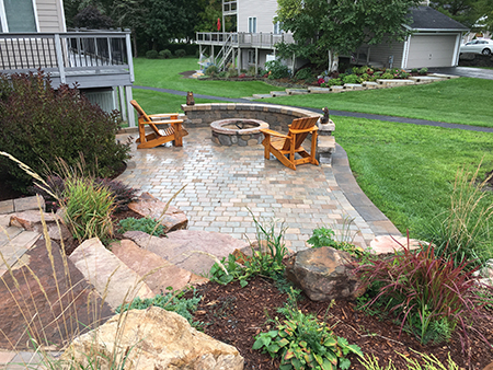 Paver Patio, Sitting Wall, and Firepit