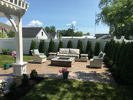 Paver Patio, Firepit, and Landscaping