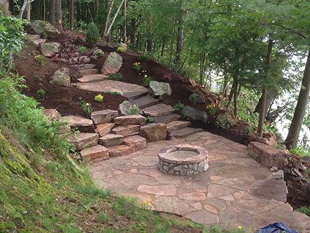 Flagstone Patio, Firepit & Stairs