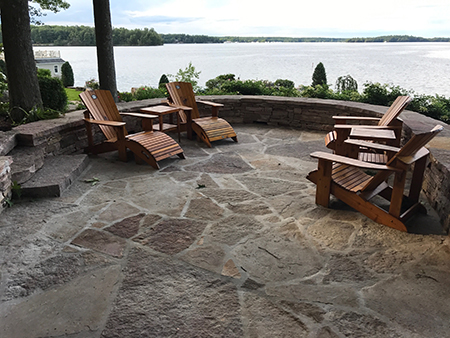 Mortared Flagstone Patio with Sitting Wall